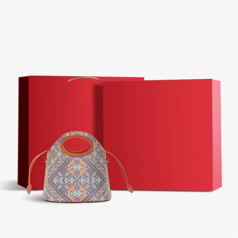 Zhuang Brocade Vintage Drawstring Bucket Bag - Image 17