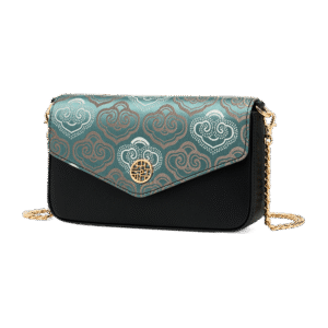 Embroidery Leather Flap Clutch Bag Auspicious Clouds Handbag