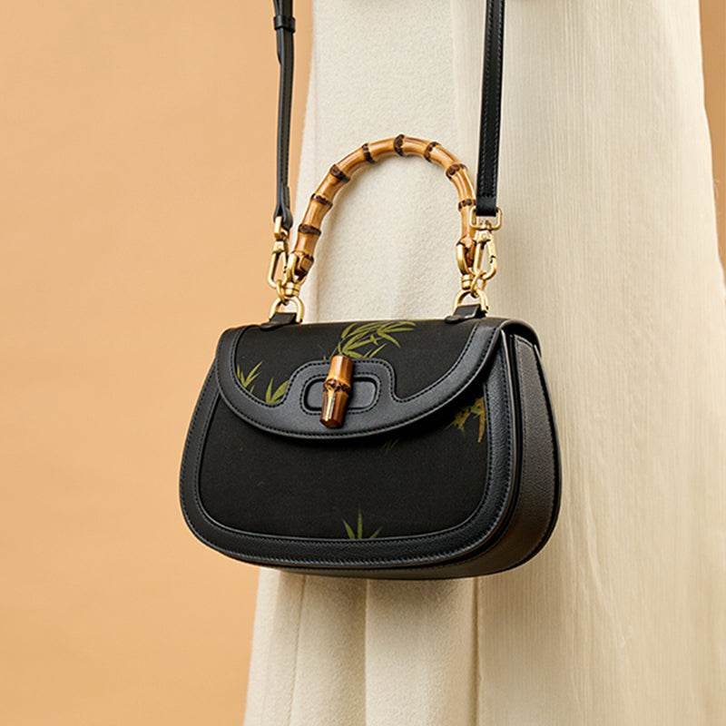 Xiangyunsha Print Crossbody  Bamboo Handle Bag for Women - Image 4