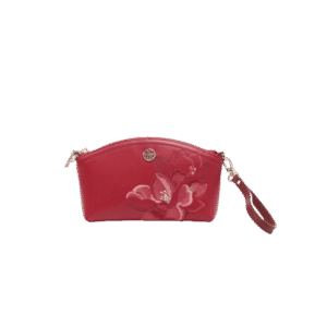 Embroidery Leather Red Magnolia Women‘s Handbag Wallet