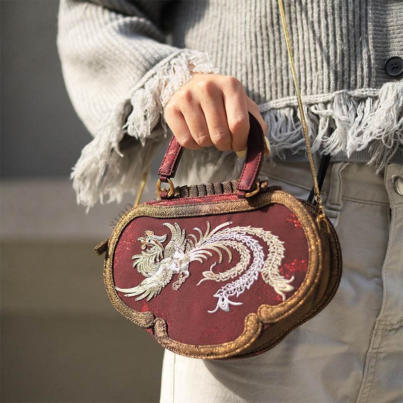Ultra-Light Ruyi Phoenix Embroidery Handbag Recycled Fabric with Hualuo Silk 205g - Image 5
