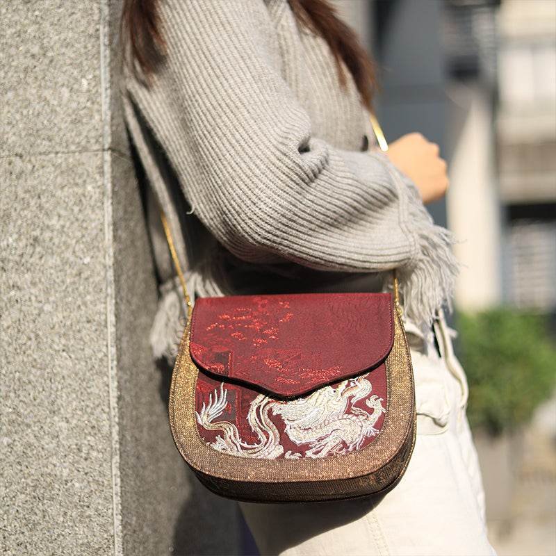 Ultra-Light Saddle Loong Embroidery Bag Recycled Fabric with Hualuo Silk 216g - Image 2