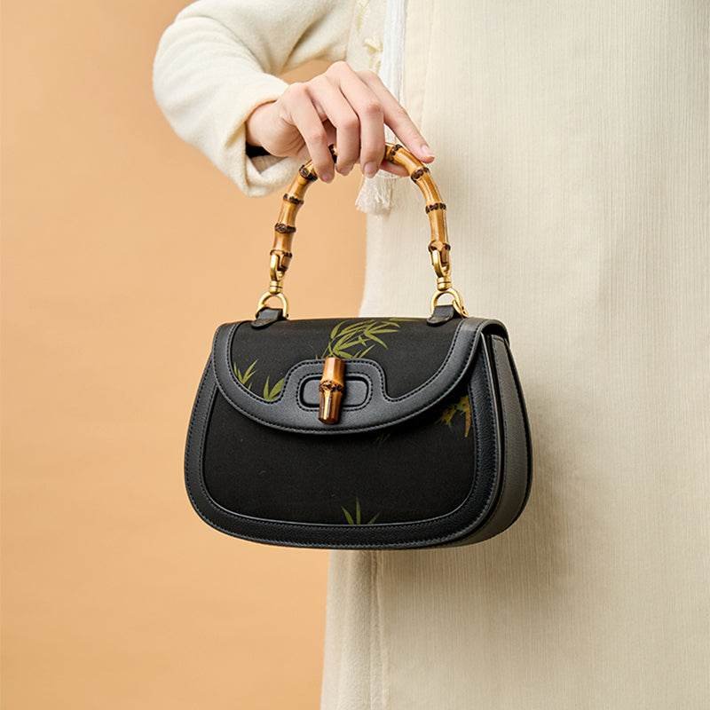 Xiangyunsha Print Crossbody  Bamboo Handle Bag for Women - Image 3