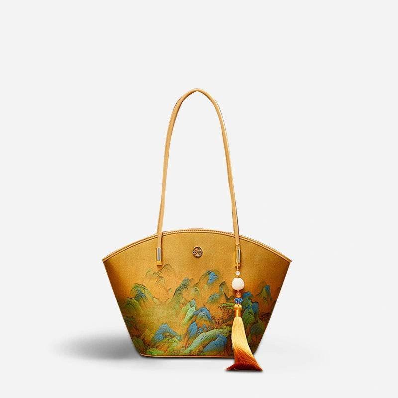 Mulberry Silk Handcrafted Bamboo Yellow Tote Bag - Image 9