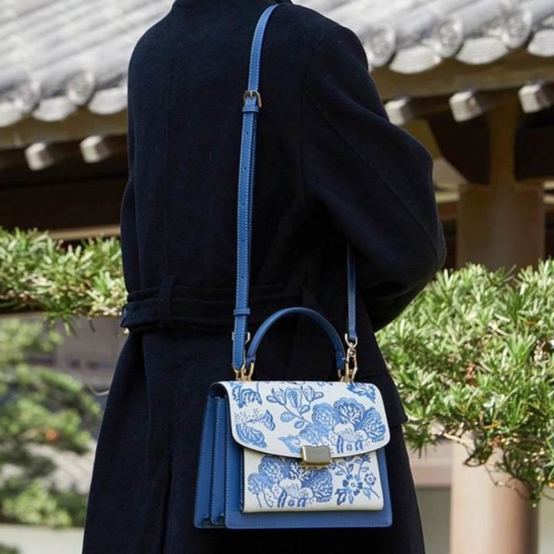 Embroidery Leather Peony Clutch Bag New Chinese Style Handbag - Image 6