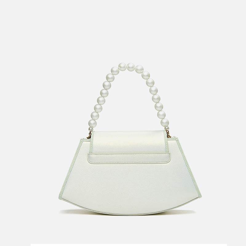 Embroidery Leather Retro White Hibiscus Handbag with Pendant - Image 14