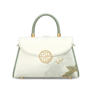 Embroidery Leather White Crossbody Bag Hibiscus Women Handbag