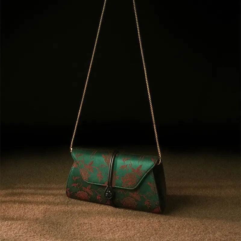 Xiangyunsha Silk Vintage New Chinese-Style Evening Clutch Wallet - Image 4