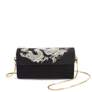 Ultra-Light Loong Silk Embroidery Black Evening Bag Recycled Fabric 154g