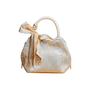 Brocade Silk Pink Butterfly Bucket Bag Designer Handbag