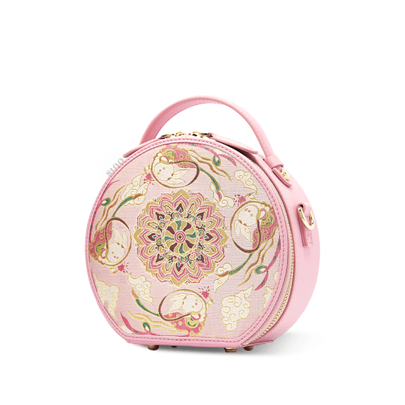 Song Brocade Powder Round Bag Lotus & Lucky Rabbit Pattern - Image 8