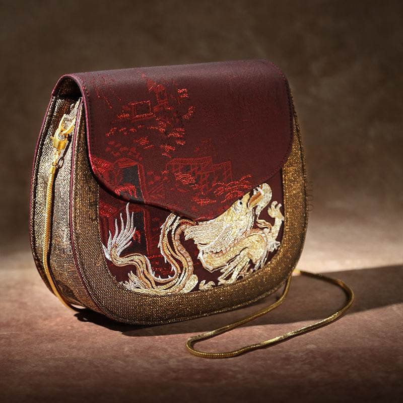 Ultra-Light Saddle Loong Embroidery Bag Recycled Fabric with Hualuo Silk 216g - Image 7