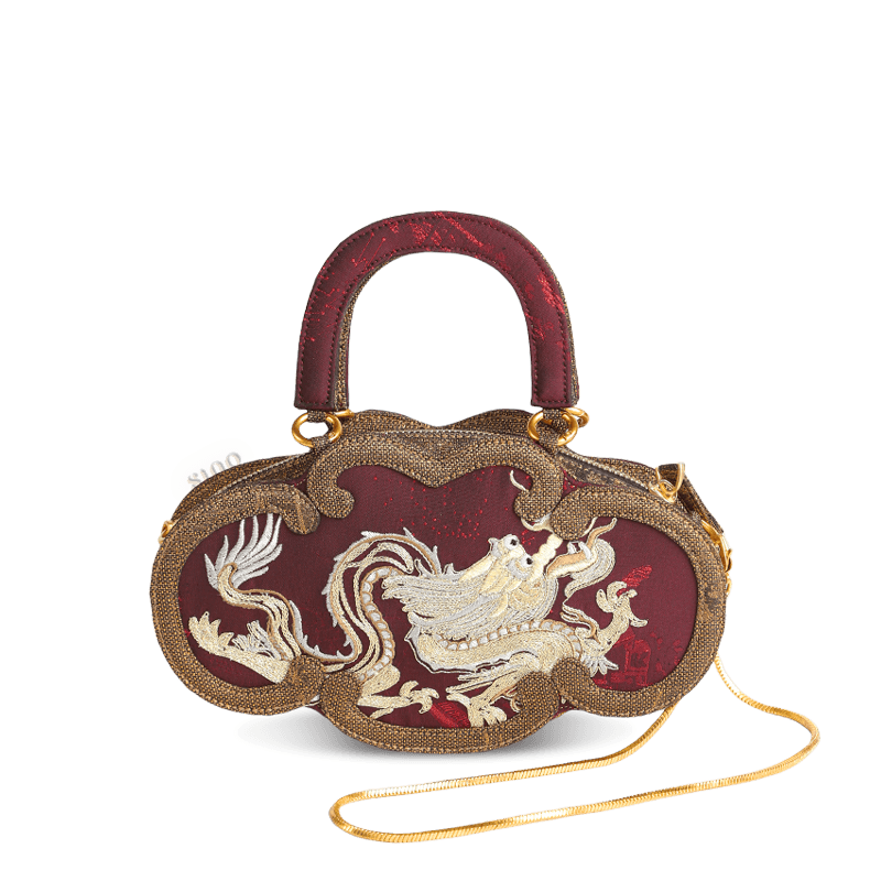 Ultra-Light Ruyi Loong Embroidery Handbag – Recycled Fabric with Hualuo Silk 205g