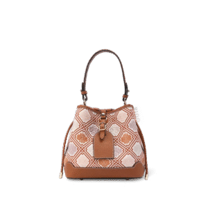 Luxury Zhuang Brocade Chrysanthemum Meander Motif Bucket Bag